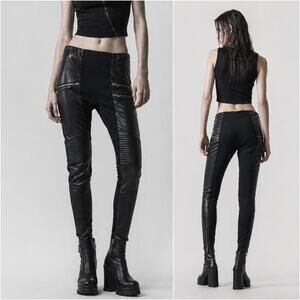 SKINGRAFT Black Leather Moto Leggings Pants Stretch skinny size Small
